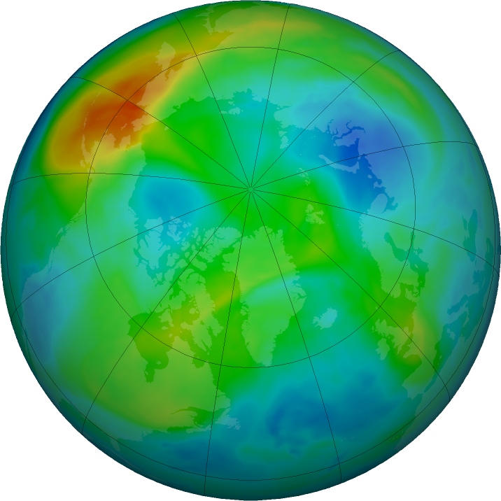 Arctic ozone map for 03 November 2021
